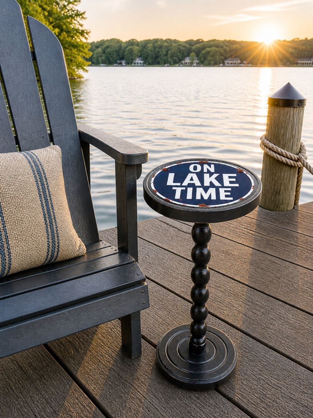 Cabin/Lodge/Lake or Vacation Home Wooden Pedestal Upcycled Drink Table